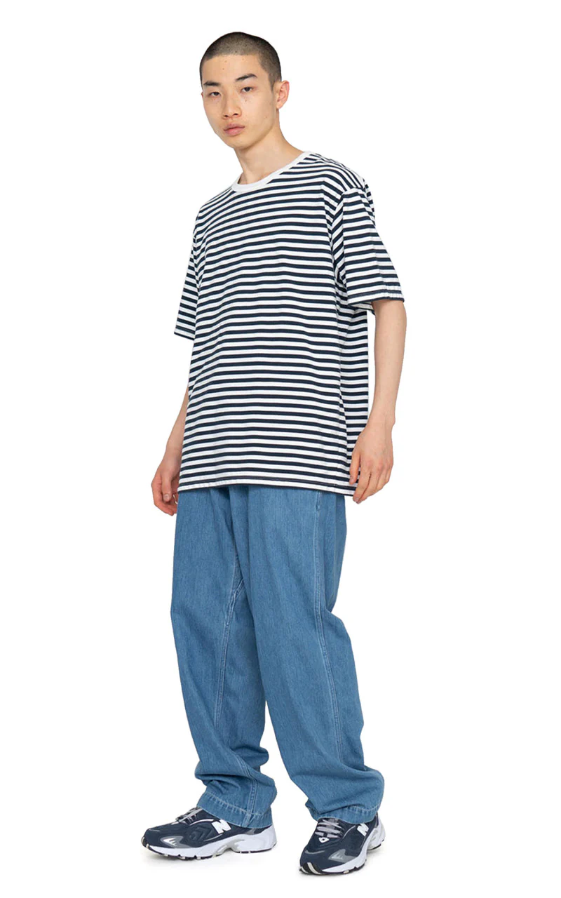 Nanamica COOLMAX Striped Jersey Tee Navy/White - Image 2