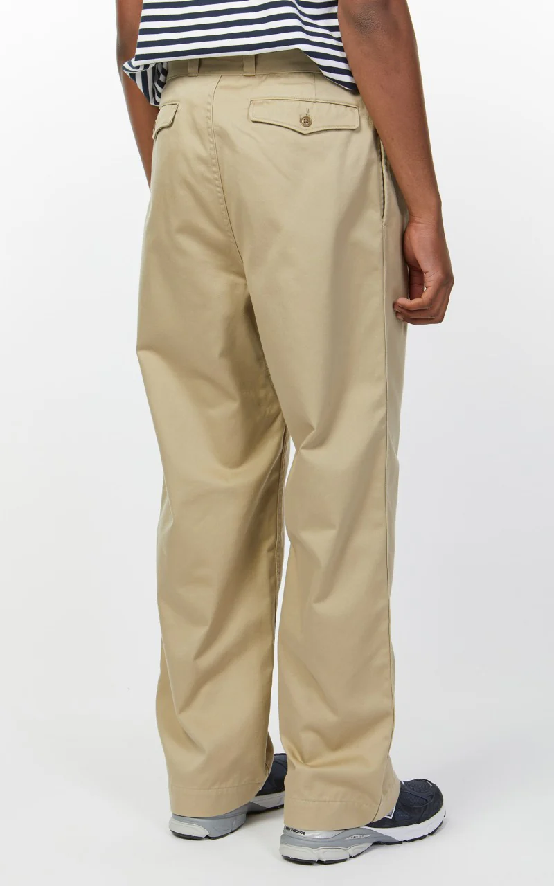 Nanamica Double Pleat Wide Chino Pants Khaki - Image 7
