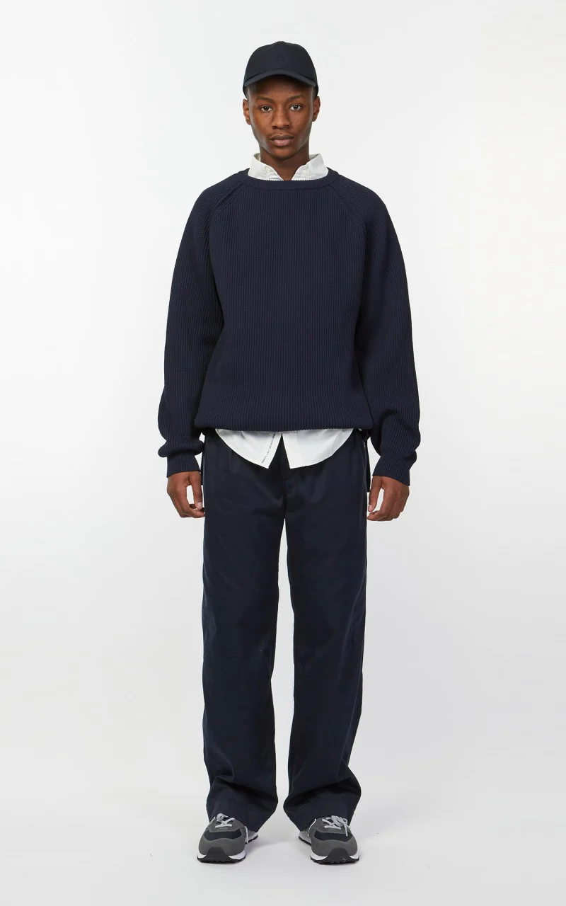 Nanamica Double Pleat Wide Chino Pants Navy - Image 2