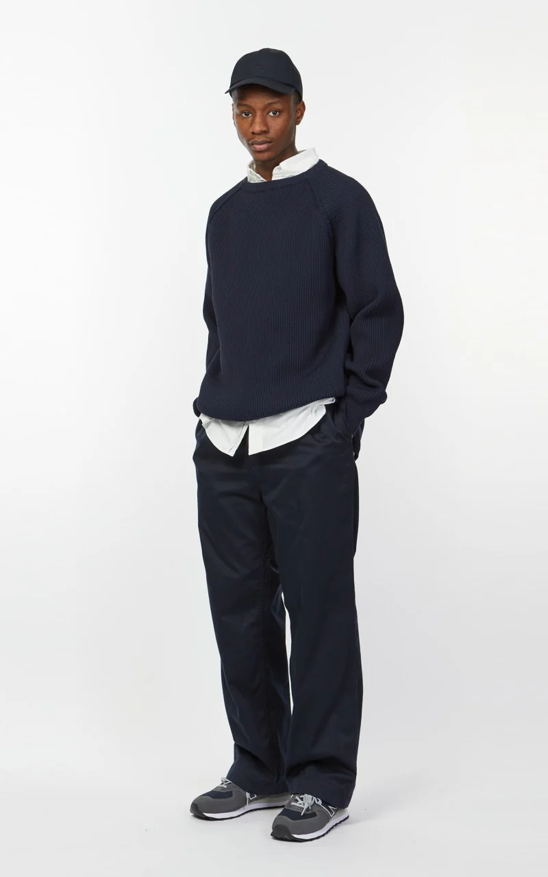 Nanamica Double Pleat Wide Chino Pants Navy - Image 3