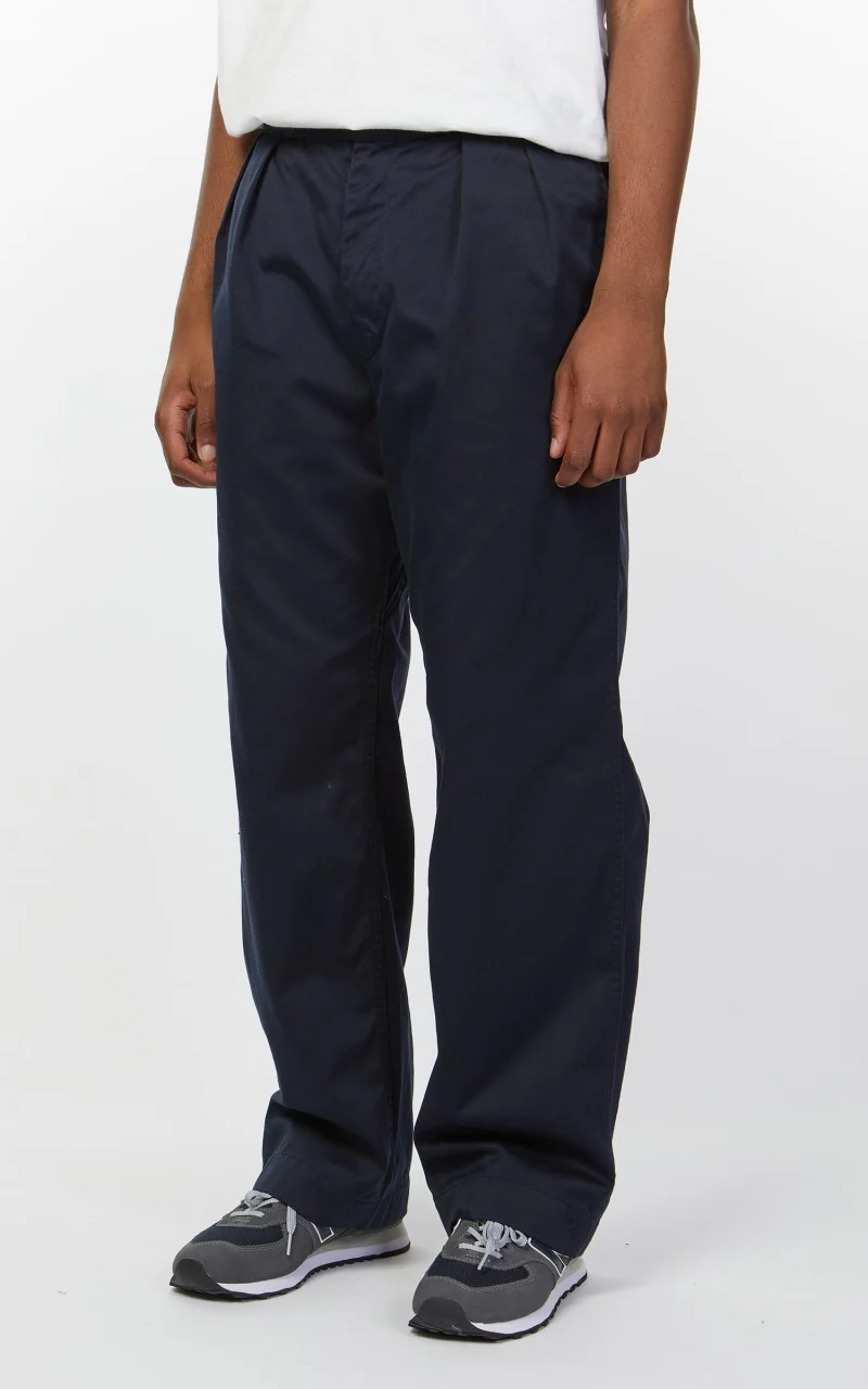 Nanamica Double Pleat Wide Chino Pants Navy - Image 6