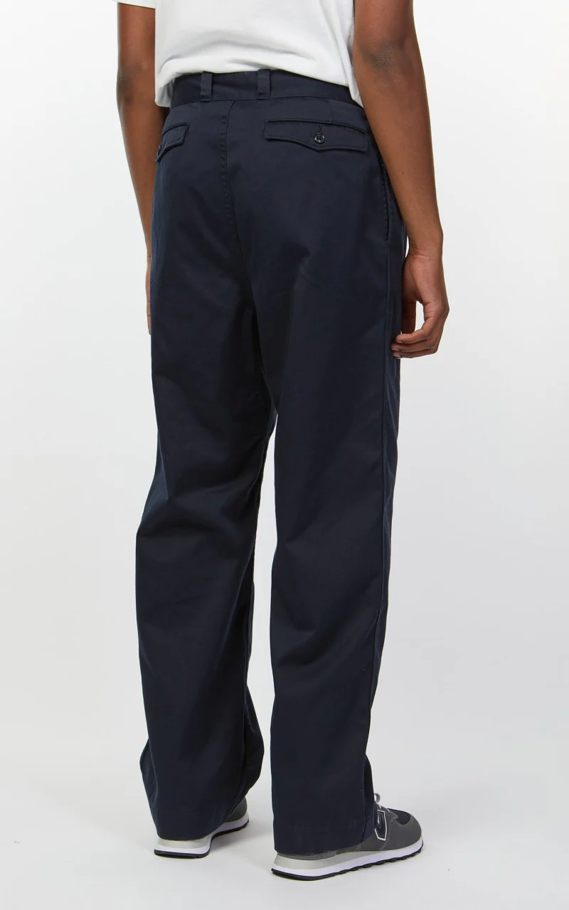Nanamica Double Pleat Wide Chino Pants Navy - Image 8