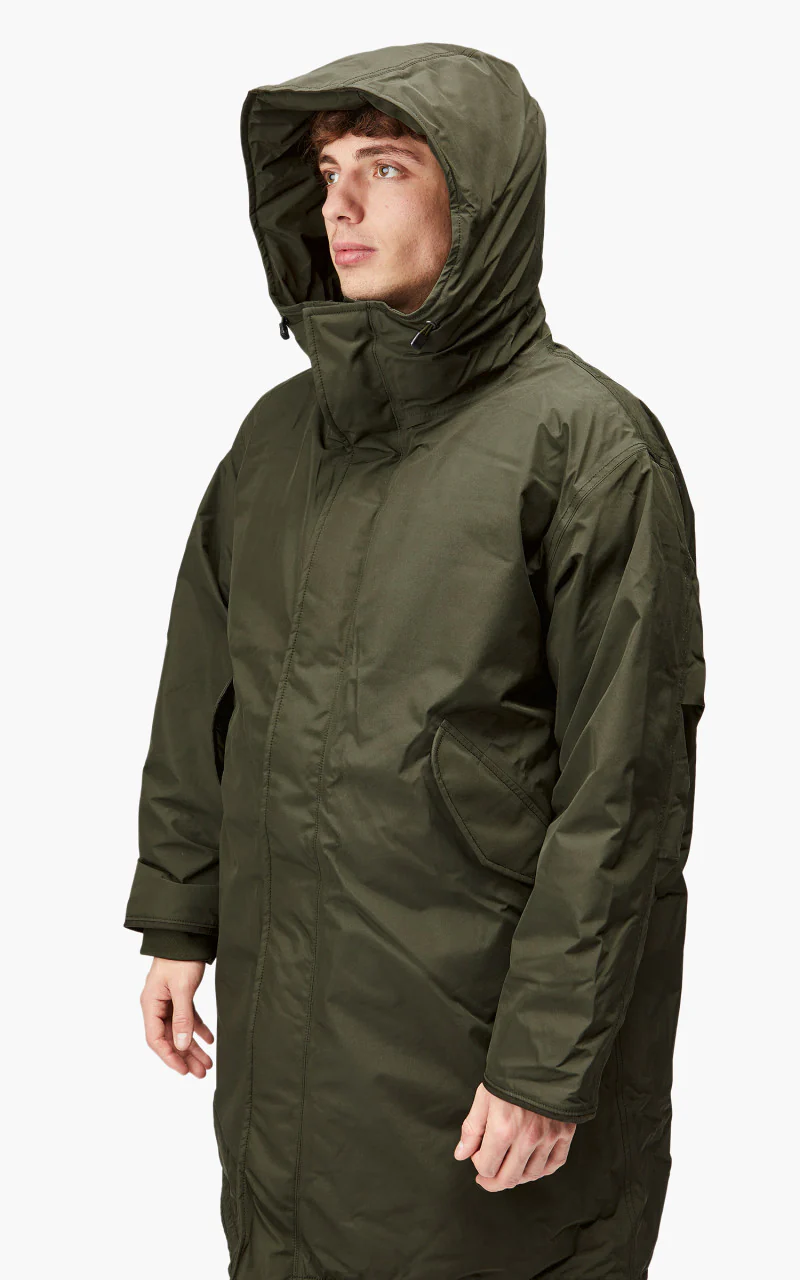 Nanamica GORE-TEX Long Down Coat Khaki Green - Image 7