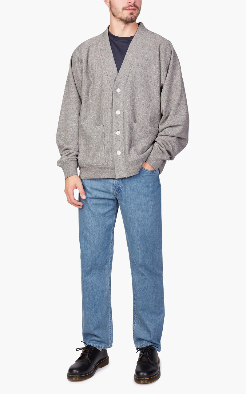 Nanamica Kodenshi Sweat Cardigan Heather Grey - Image 2