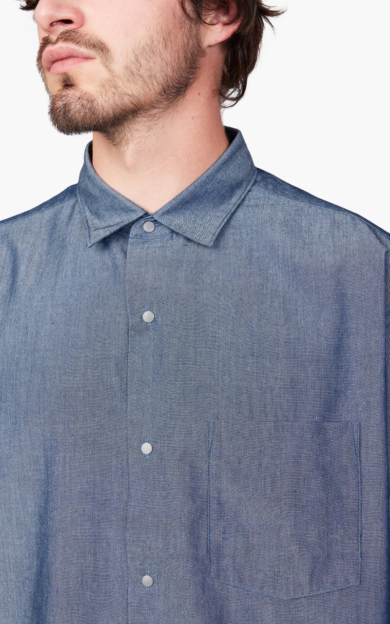 Nanamica Regular Collar Chambray Shirt Indigo - Image 4