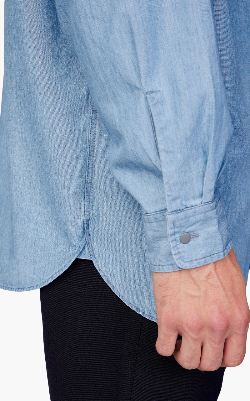 Nanamica Regular Collar Chambray Shirt Indigo Bleach - Image 6