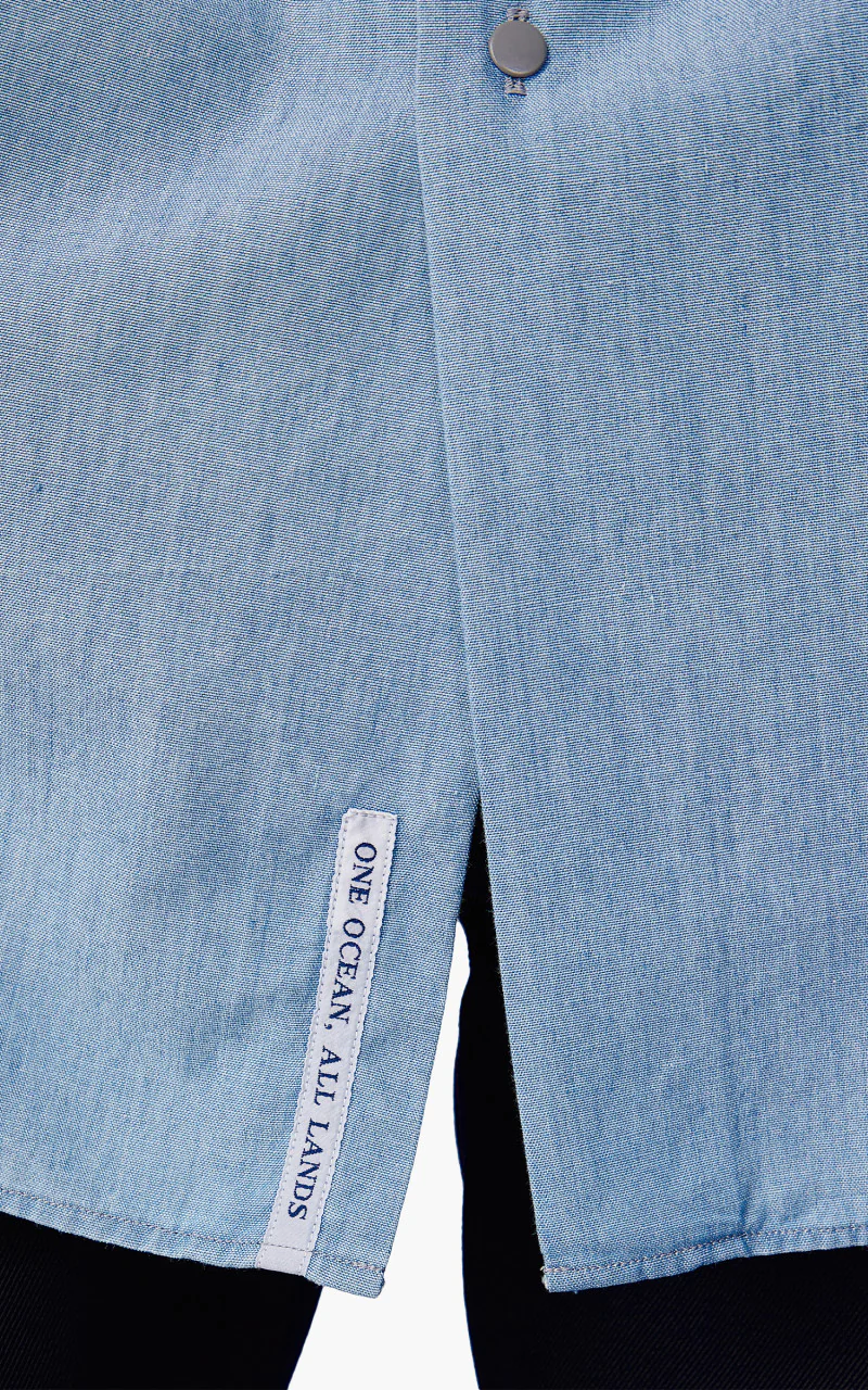 Nanamica Regular Collar Chambray Shirt Indigo Bleach - Image 7