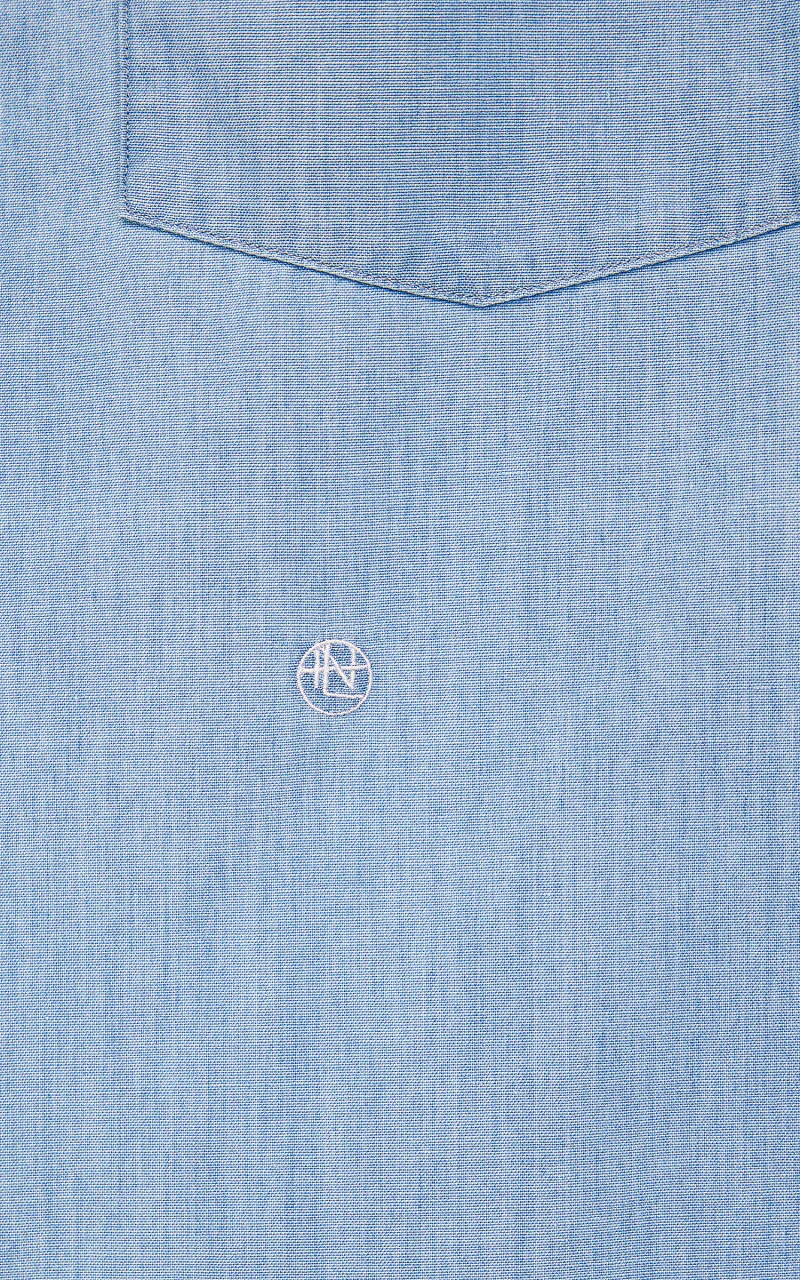 Nanamica Regular Collar Chambray Shirt Indigo Bleach - Image 8