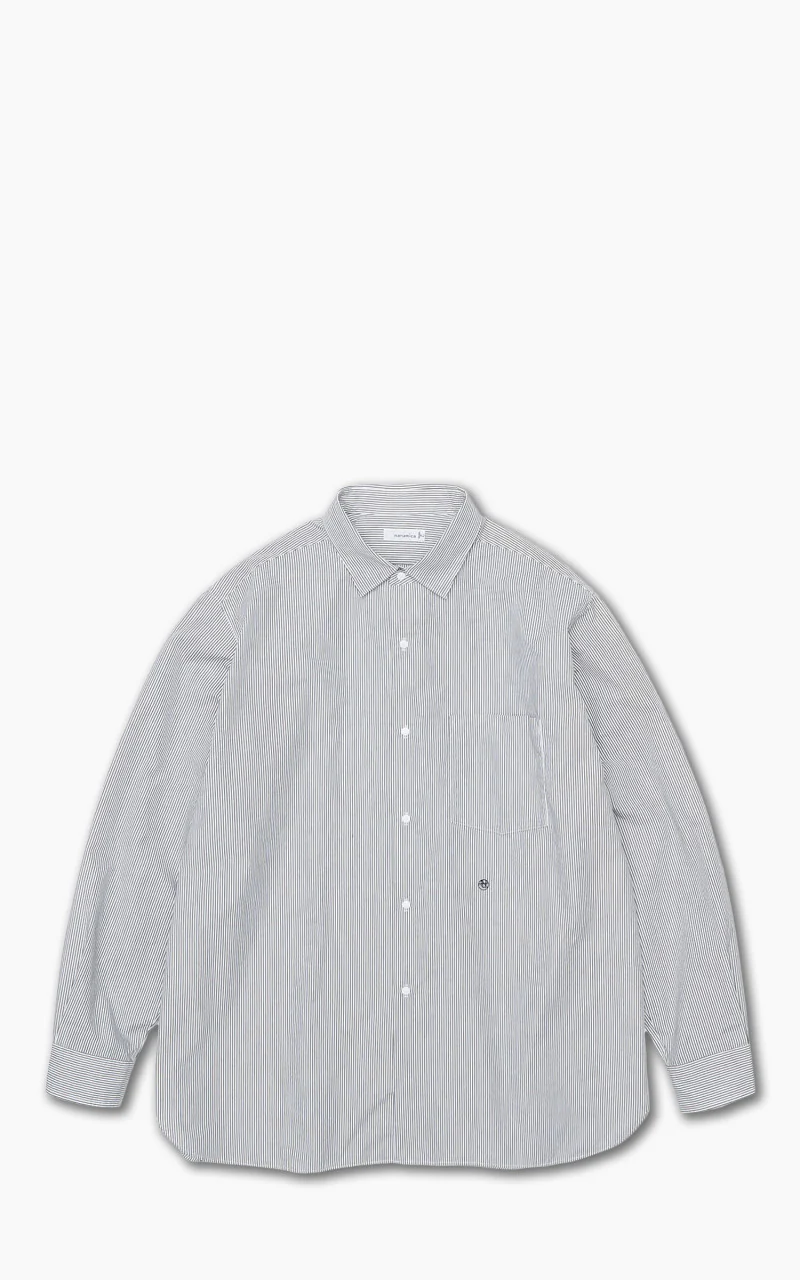 Nanamica Regular Collar Stripe Wind Shirt Black
