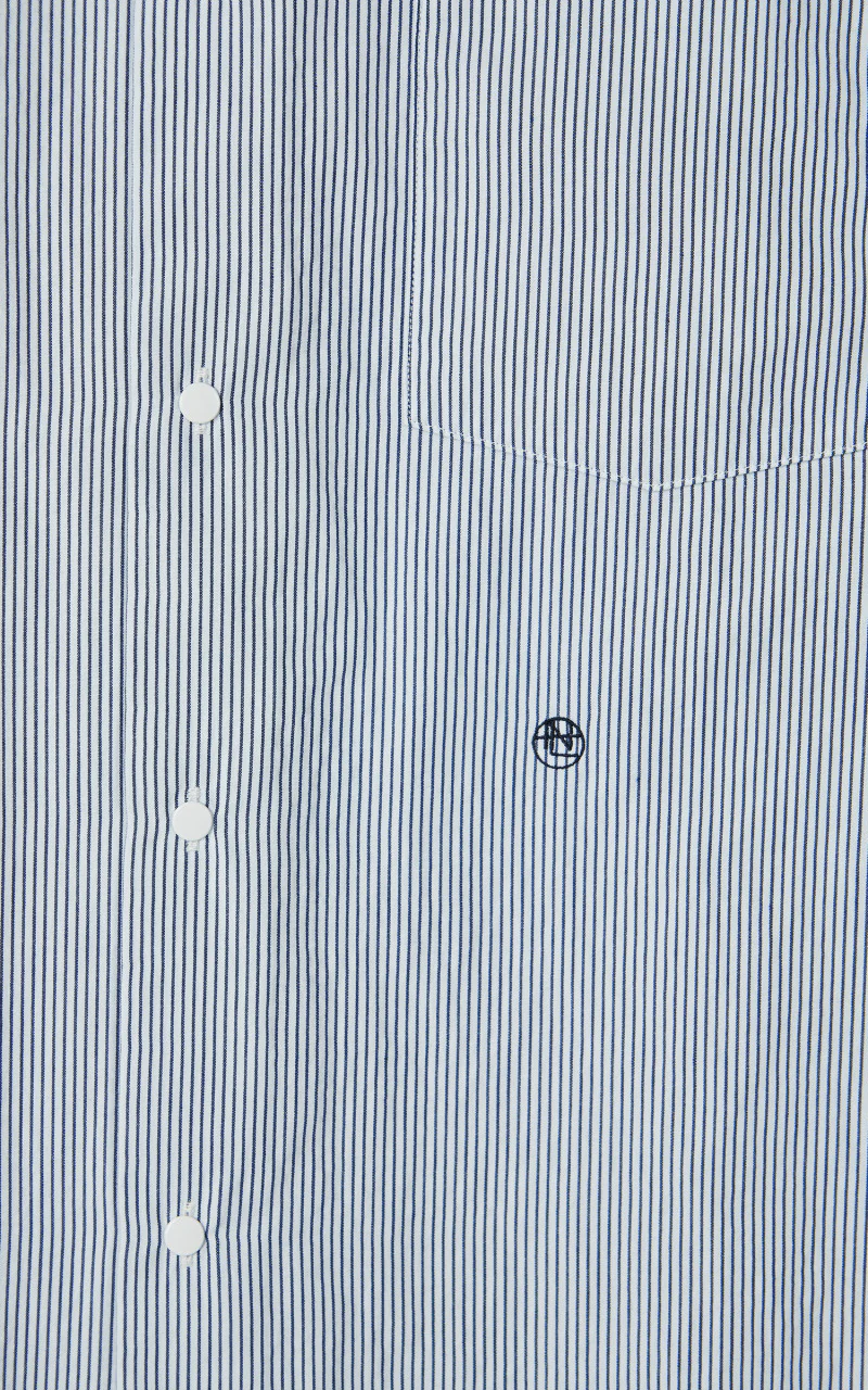 Nanamica Regular Collar Stripe Wind Shirt Navy - Image 3