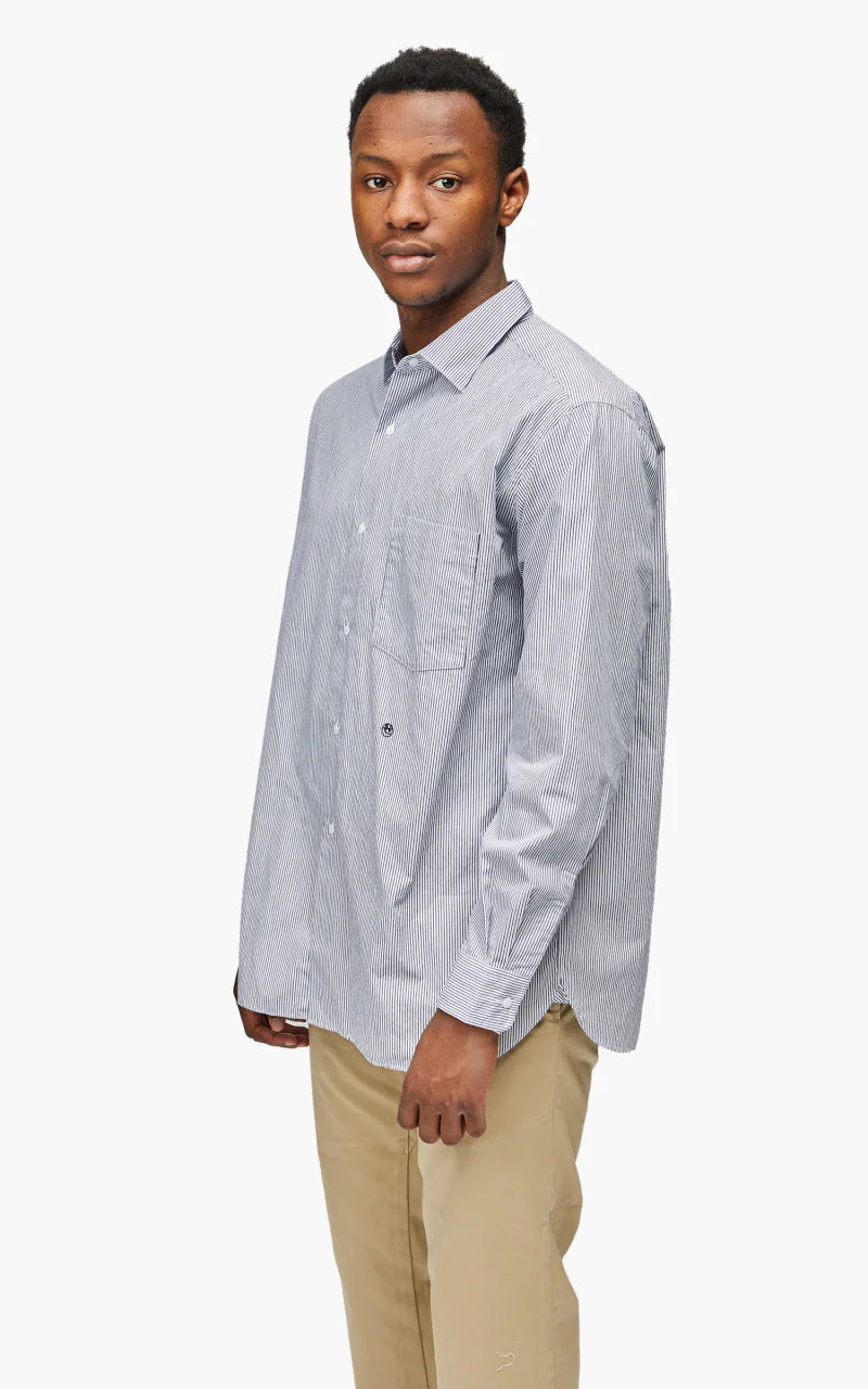 Nanamica Regular Collar Stripe Wind Shirt Navy - Image 4