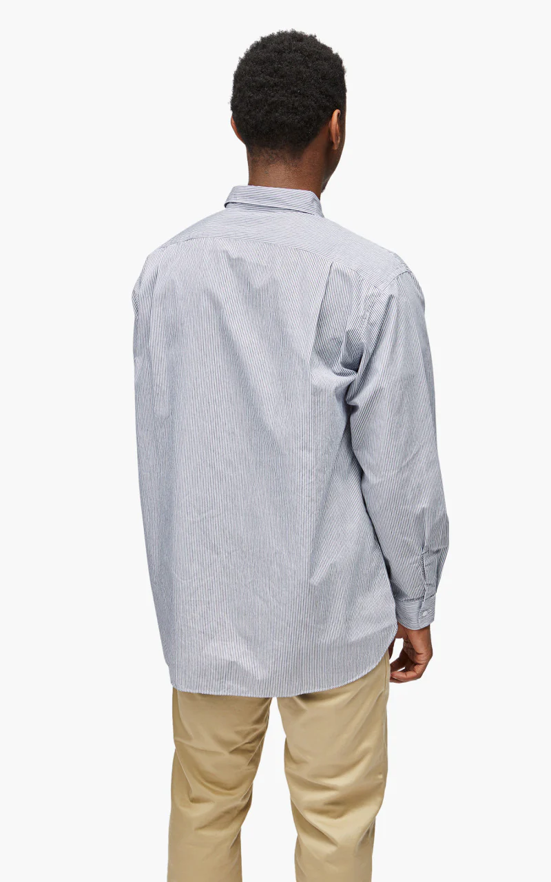 Nanamica Regular Collar Stripe Wind Shirt Navy - Image 6