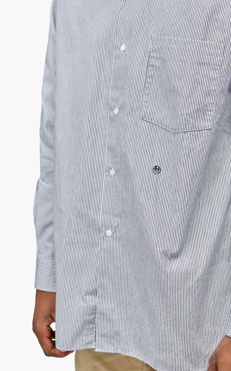 Nanamica Regular Collar Stripe Wind Shirt Navy - Image 7