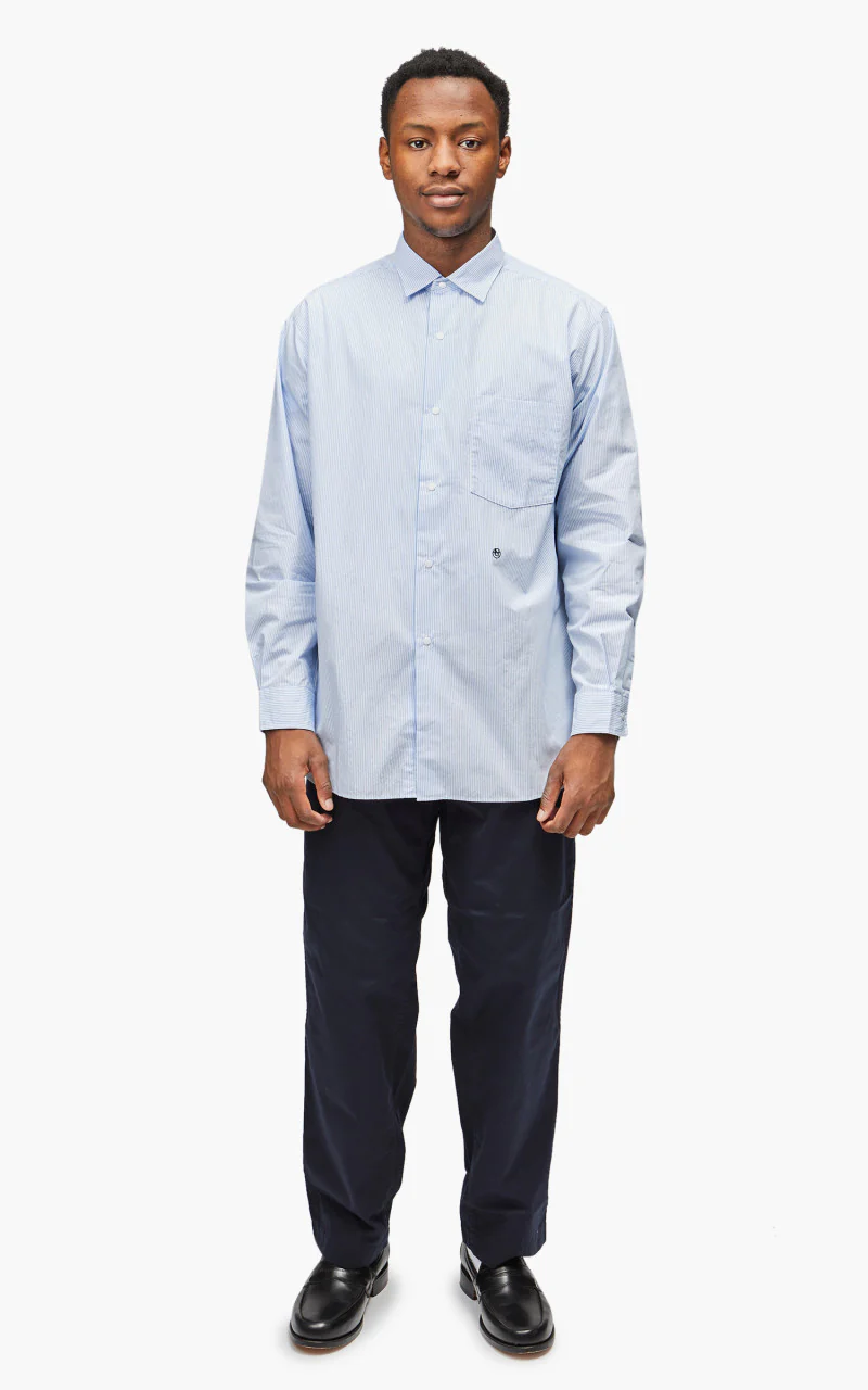 Nanamica Regular Collar Stripe Wind Shirt Sax - Image 2