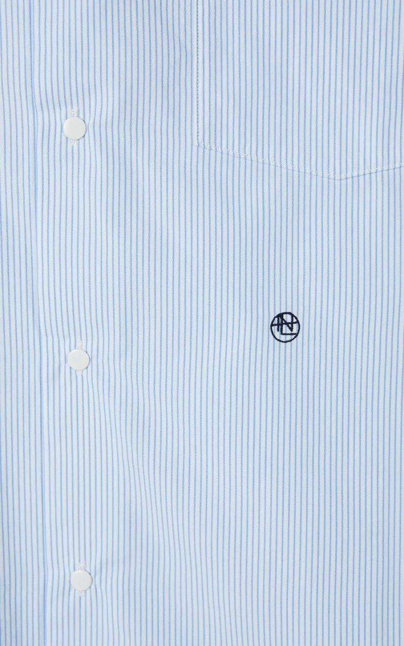 Nanamica Regular Collar Stripe Wind Shirt Sax - Image 3