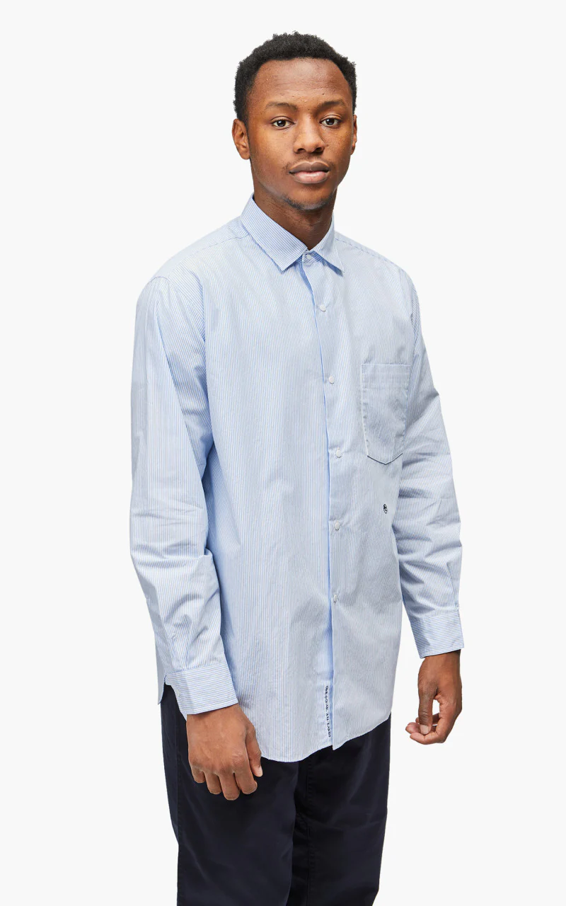 Nanamica Regular Collar Stripe Wind Shirt Sax - Image 6
