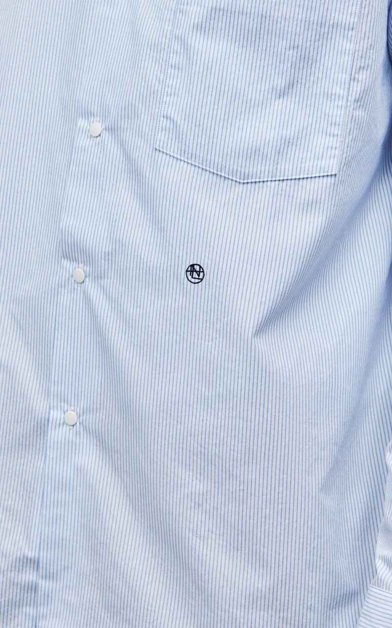 Nanamica Regular Collar Stripe Wind Shirt Sax - Image 8