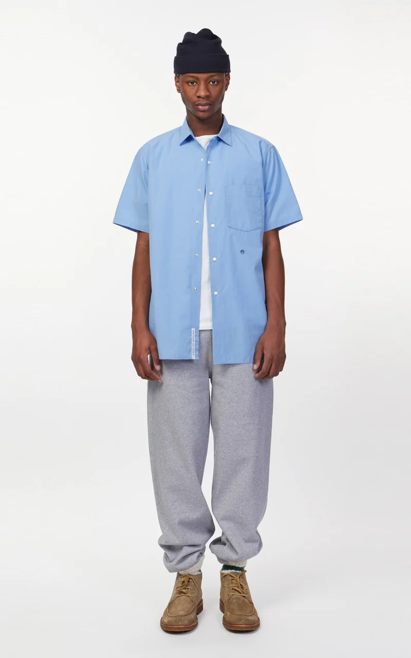 Nanamica Regular Collar Wind S/S Shirt Sax - Image 2