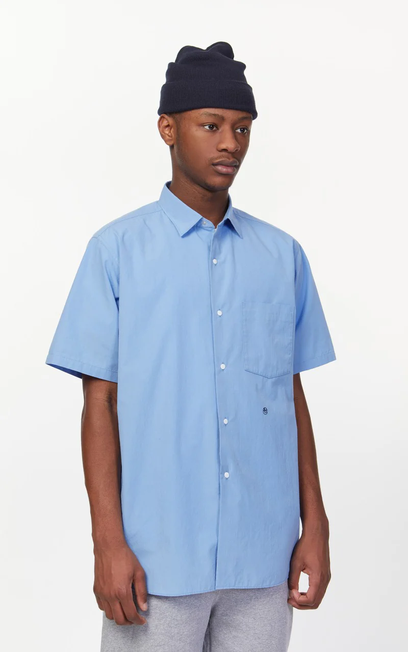 Nanamica Regular Collar Wind S/S Shirt Sax - Image 7