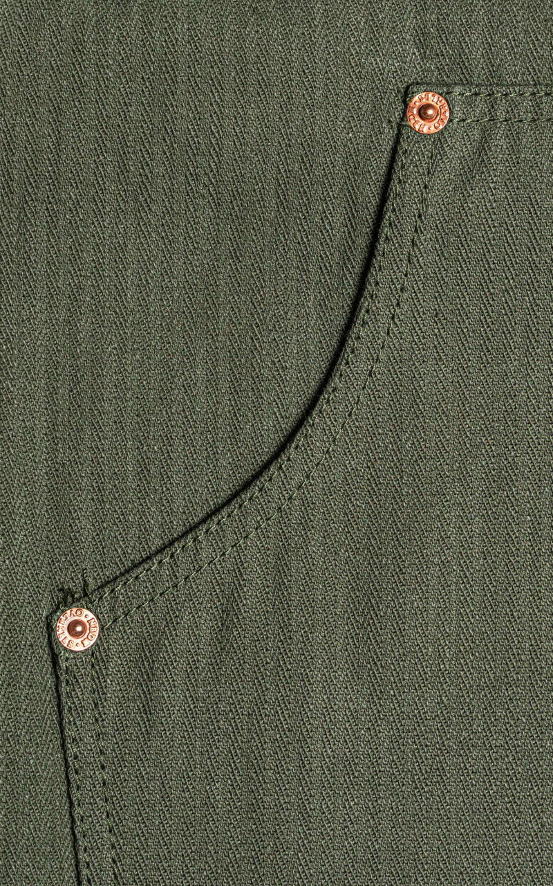 NBDN Haven Herringbone Selvedge Carpenter Pants Olive Green 15.5oz - Image 6
