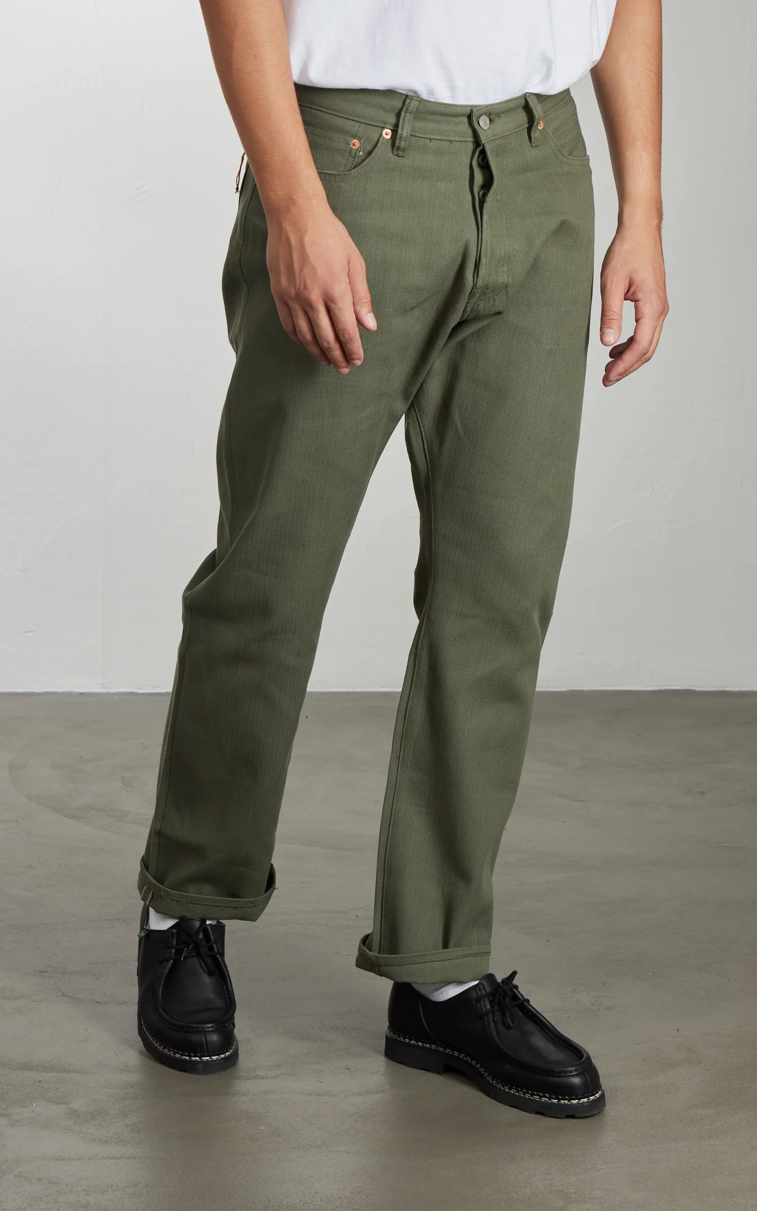 NBDN Ogre Herringbone Selvedge 5-Pocket Jeans Olive Green 15.5oz - Image 6