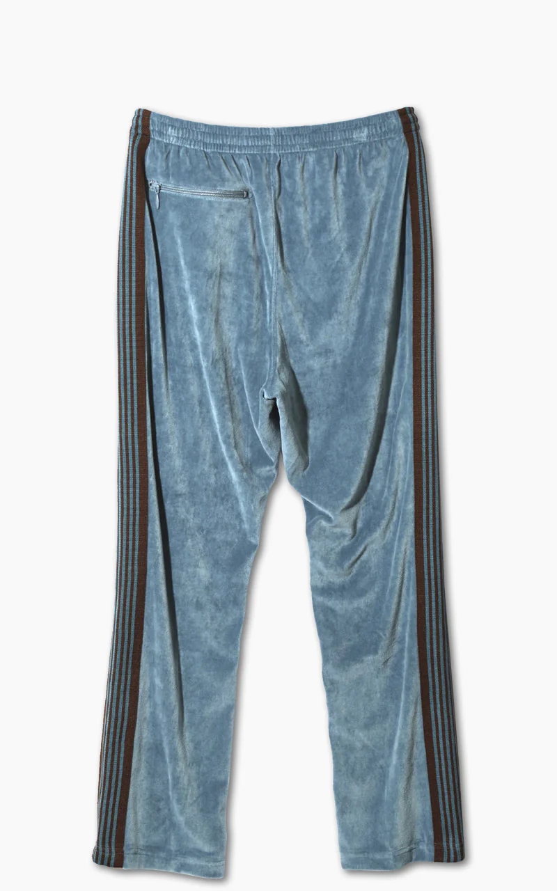 Needles Narrow Track Pant C/PE Velour Blue Grey - Image 2