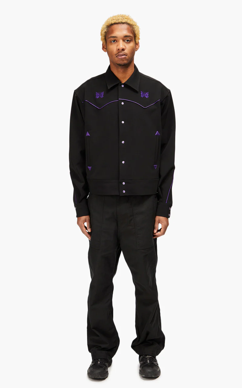 Needles Piping Cowboy Jacket Pe/Pu Double Cloth Black - Image 2