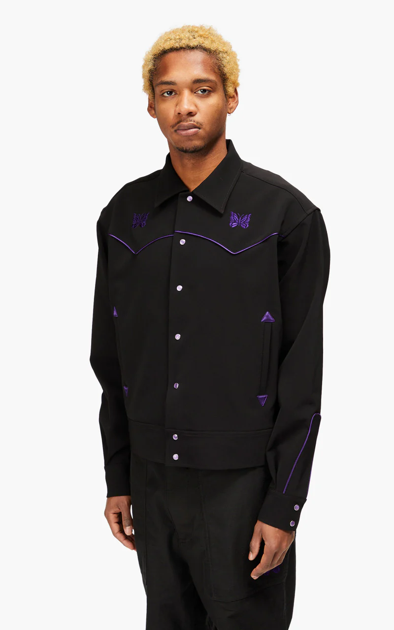 Needles Piping Cowboy Jacket Pe/Pu Double Cloth Black - Image 3