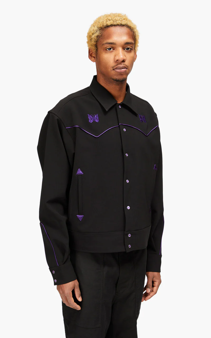 Needles Piping Cowboy Jacket Pe/Pu Double Cloth Black - Image 4