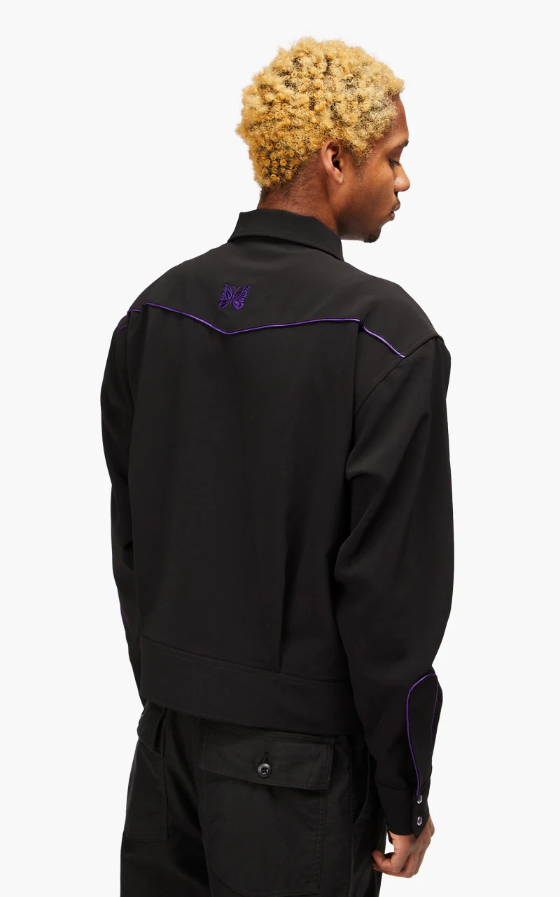 Needles Piping Cowboy Jacket Pe/Pu Double Cloth Black - Image 5