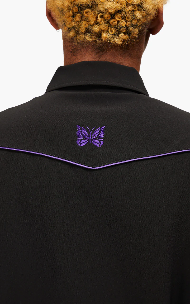 Needles Piping Cowboy Jacket Pe/Pu Double Cloth Black - Image 7