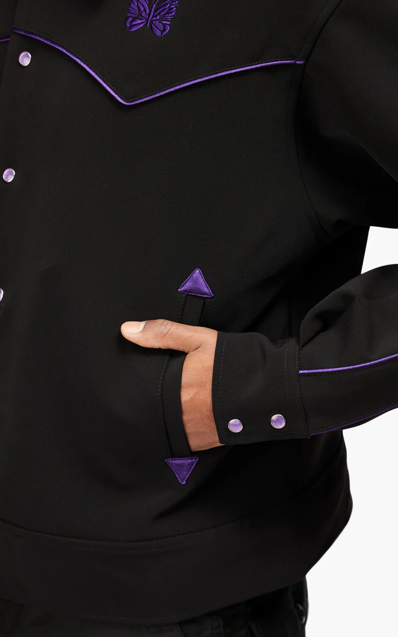 Needles Piping Cowboy Jacket Pe/Pu Double Cloth Black - Image 8