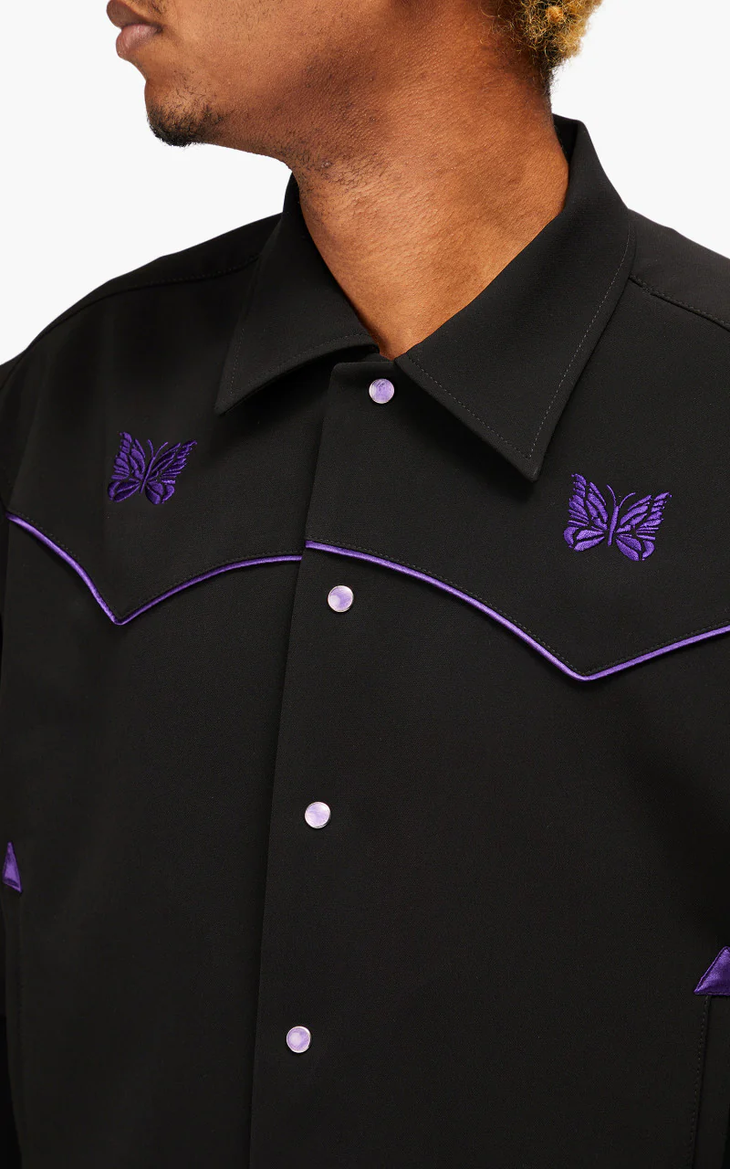 Needles Piping Cowboy Jacket Pe/Pu Double Cloth Black - Image 9