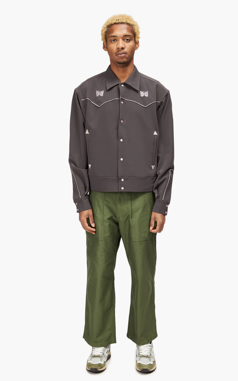 Needles Piping Cowboy Jacket Pe/Pu Double Cloth Charcoal - Image 2