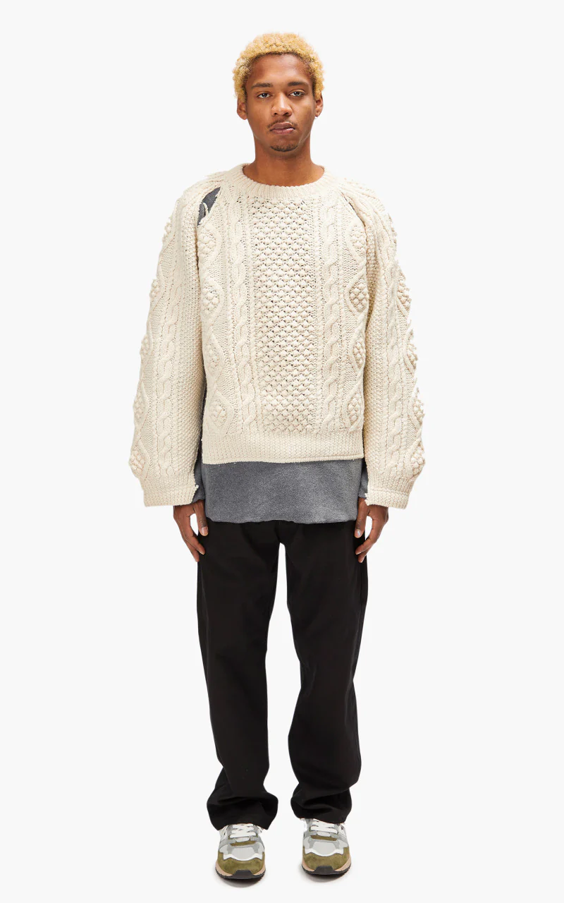 Needles Rebuild by Needles Fisherman Sweater Covered Grey Large - Image 2