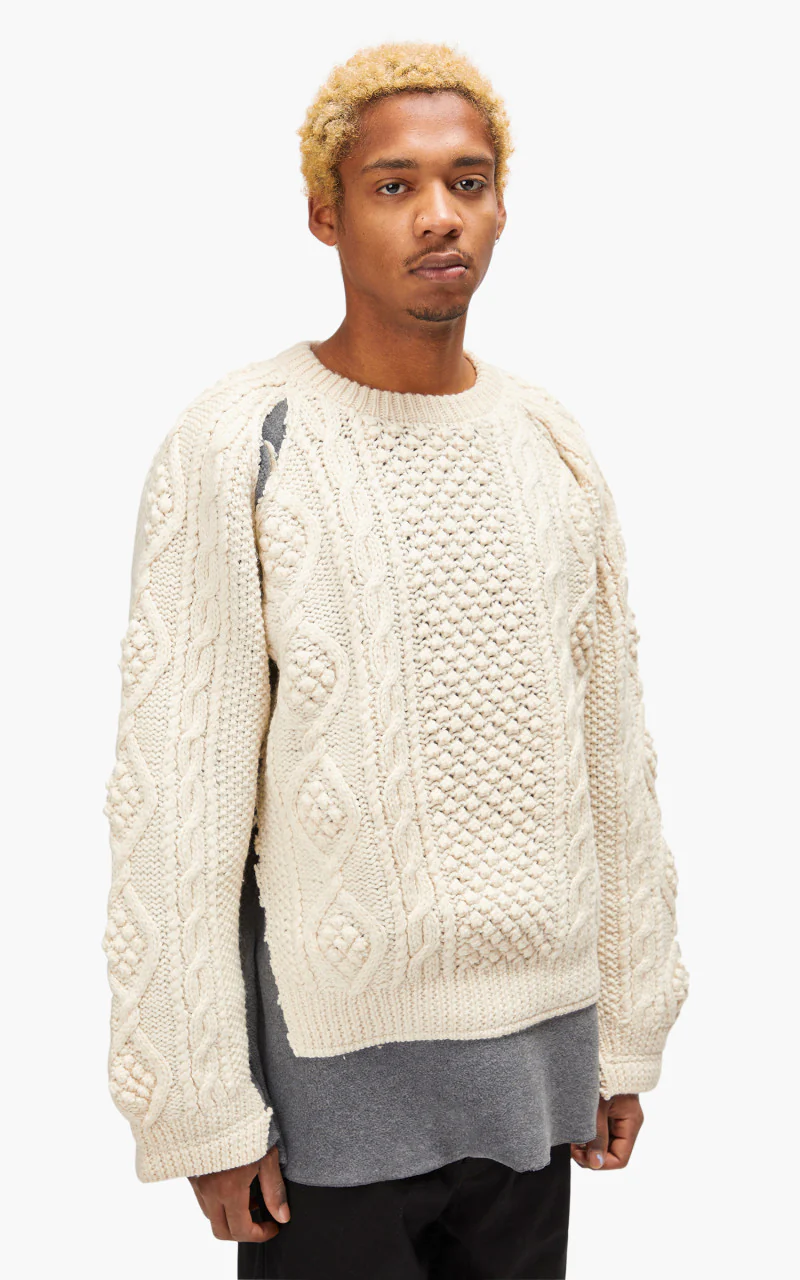 Needles Rebuild by Needles Fisherman Sweater Covered Grey Large - Image 3