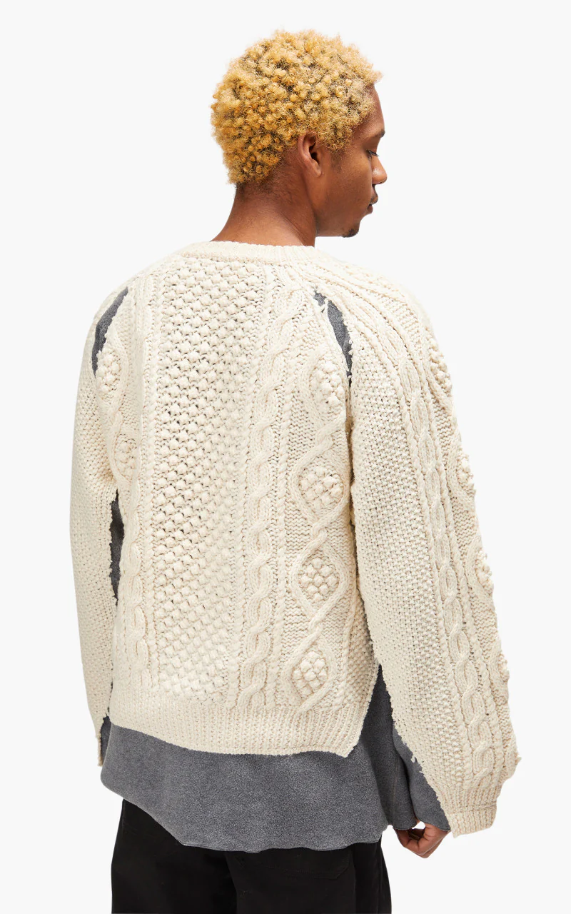 Needles Rebuild by Needles Fisherman Sweater Covered Grey Large - Image 4