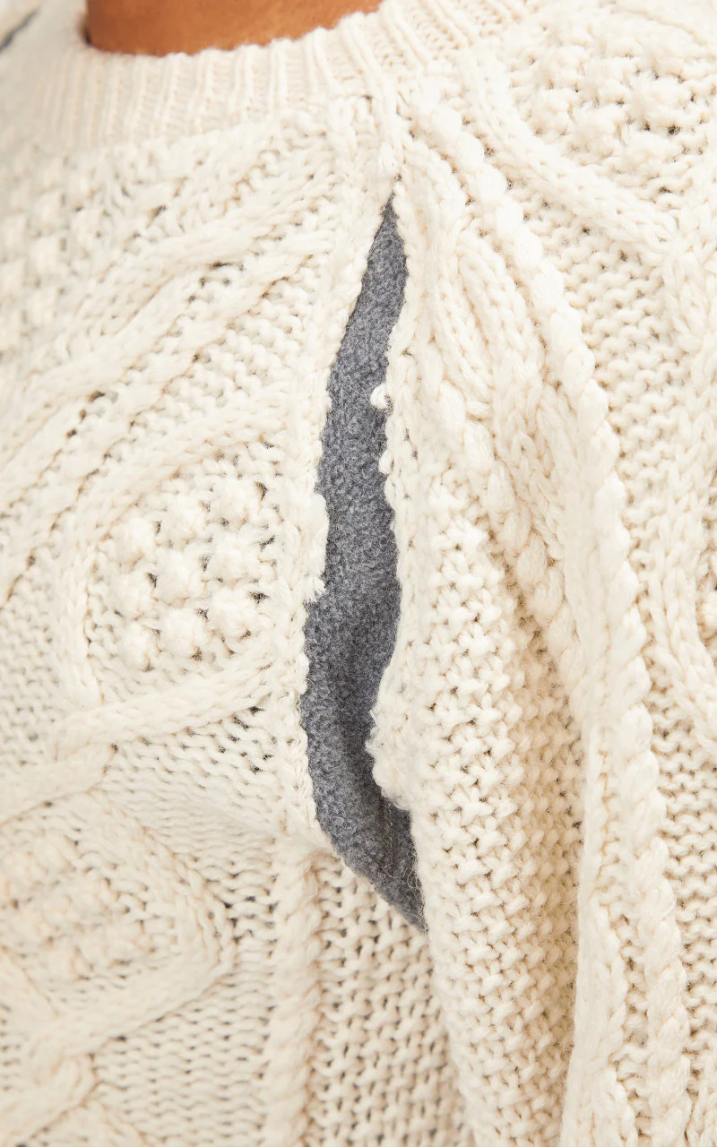 Needles Rebuild by Needles Fisherman Sweater Covered Grey Large - Image 5