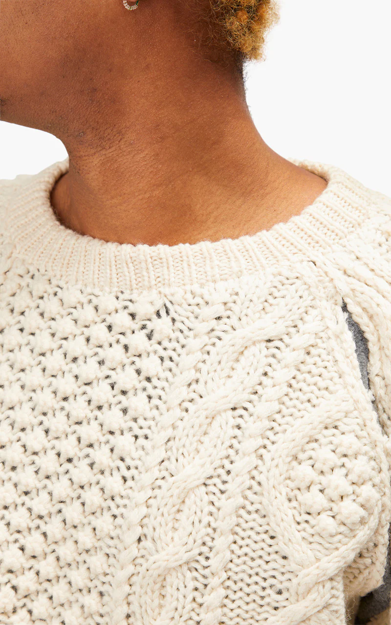 Needles Rebuild by Needles Fisherman Sweater Covered Grey Large - Image 6