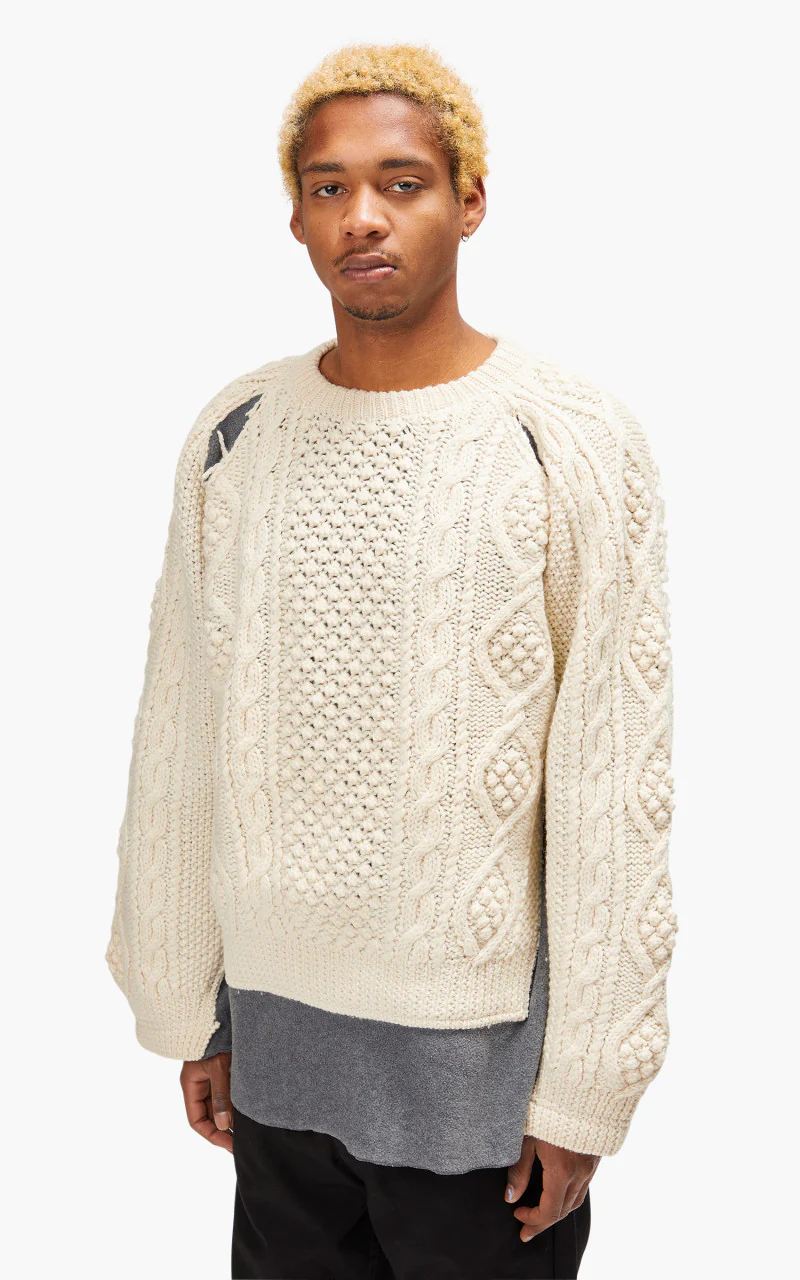 Needles Rebuild by Needles Fisherman Sweater Covered Grey Large - Image 7
