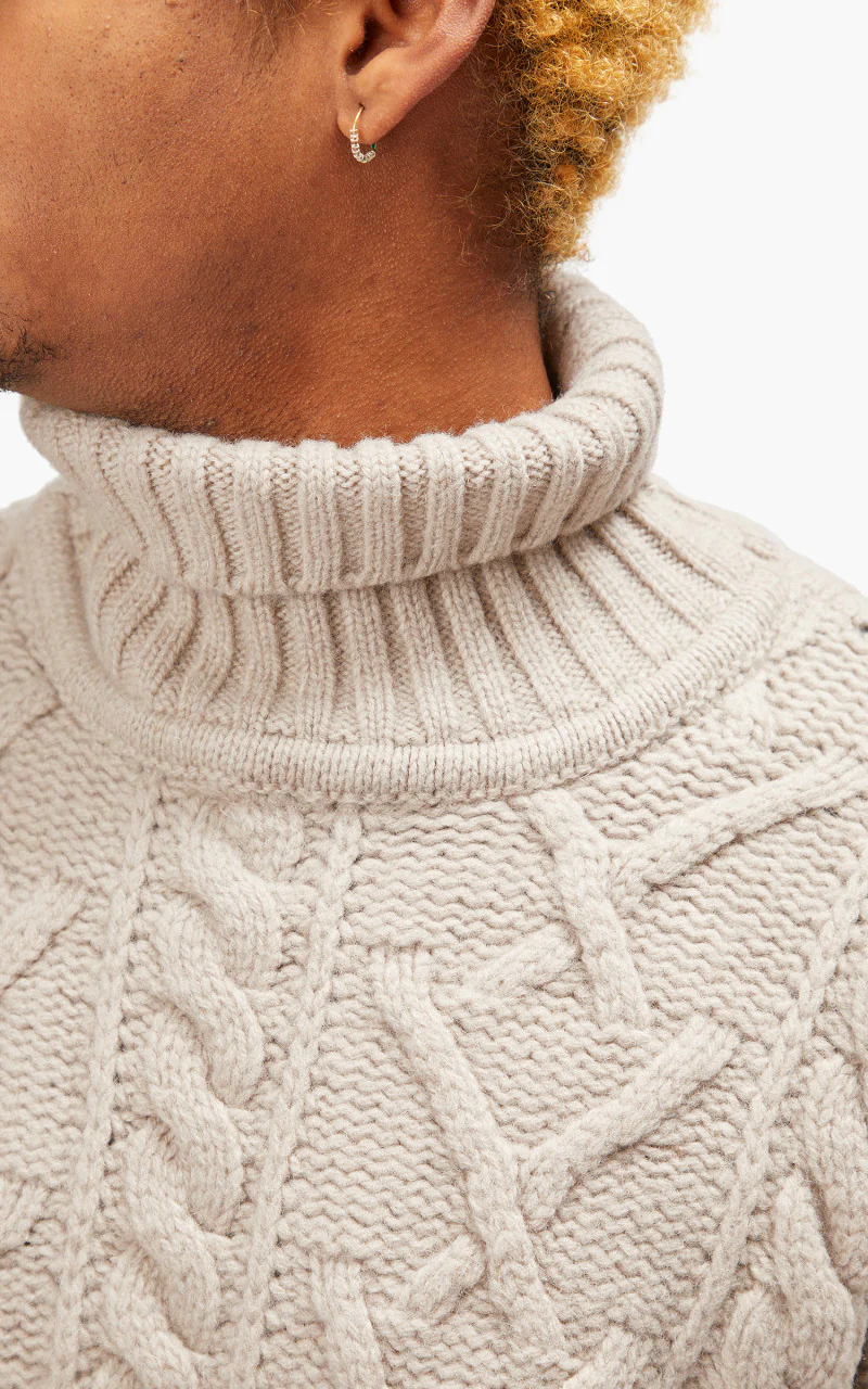 Needles Rebuild by Needles Fisherman Sweater Covered Grey Medium - Image 7