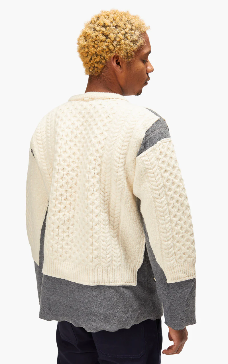 Needles Rebuild by Needles Fisherman Sweater Covered Grey Small - Image 5