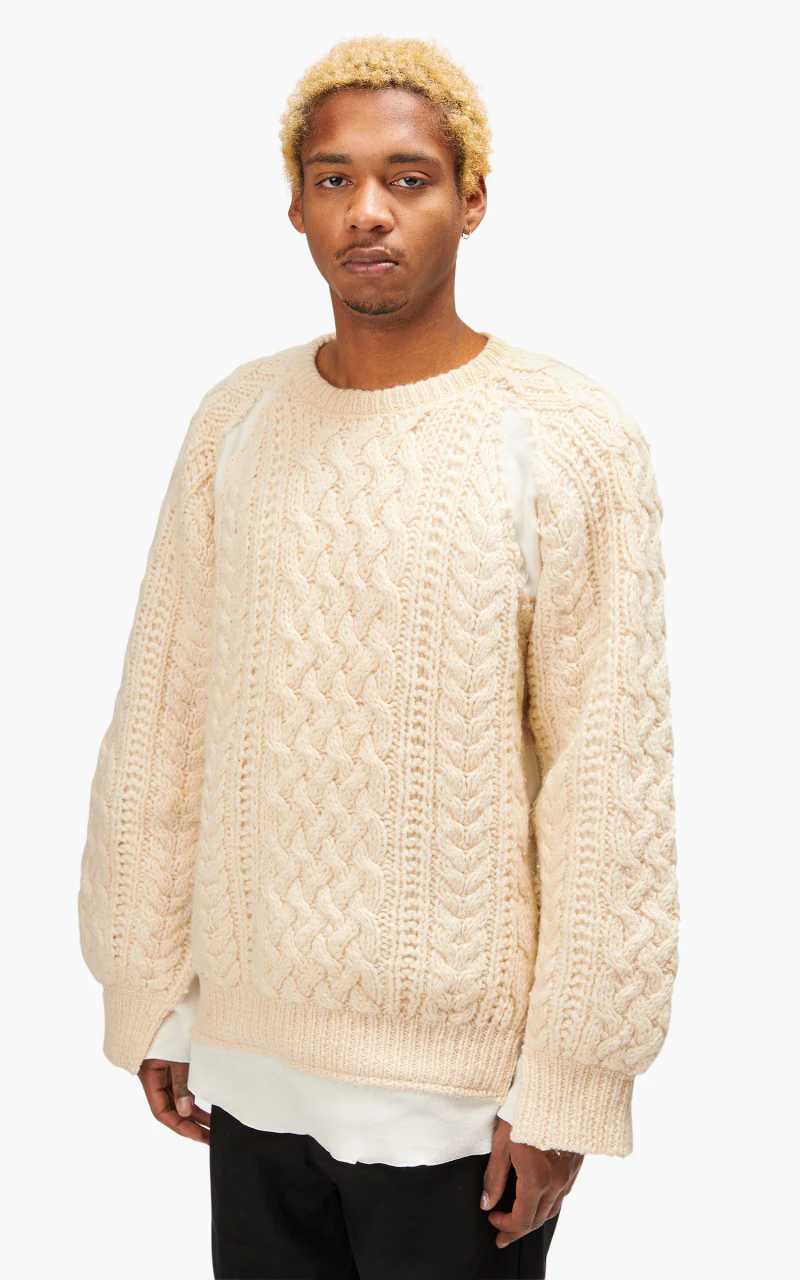 Needles Rebuild by Needles Fisherman Sweater Covered Off White Large - Image 3