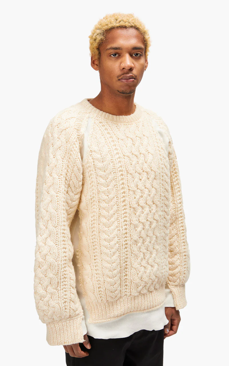 Needles Rebuild by Needles Fisherman Sweater Covered Off White Large - Image 4
