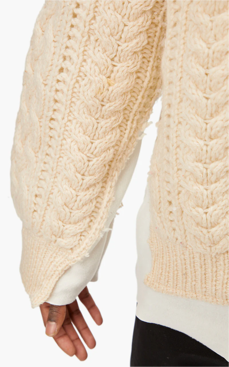 Needles Rebuild by Needles Fisherman Sweater Covered Off White Large - Image 6