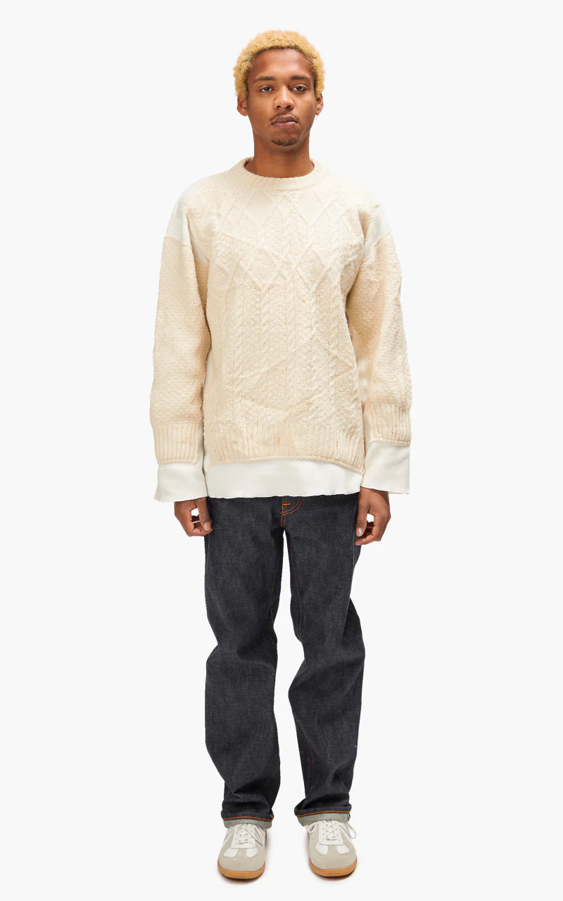 Needles Rebuild by Needles Fisherman Sweater Covered Off White Medium - Image 2