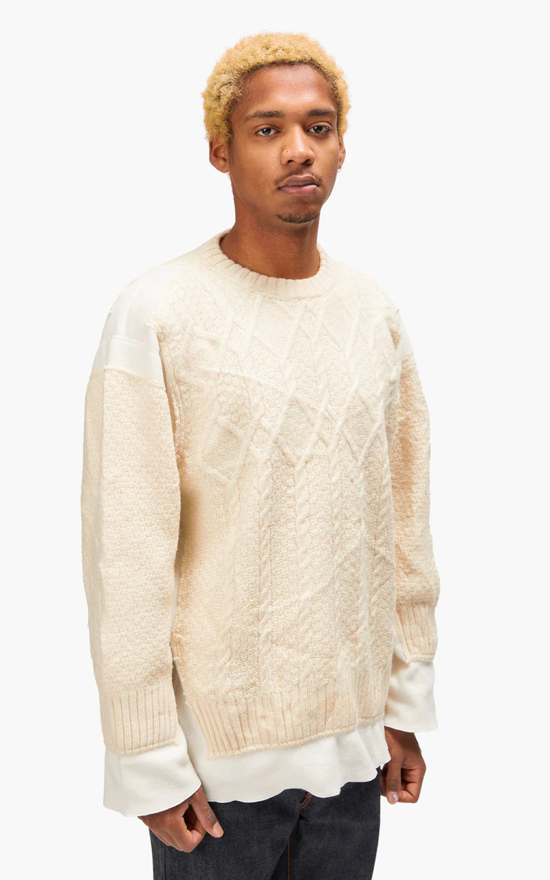 Needles Rebuild by Needles Fisherman Sweater Covered Off White Medium - Image 4