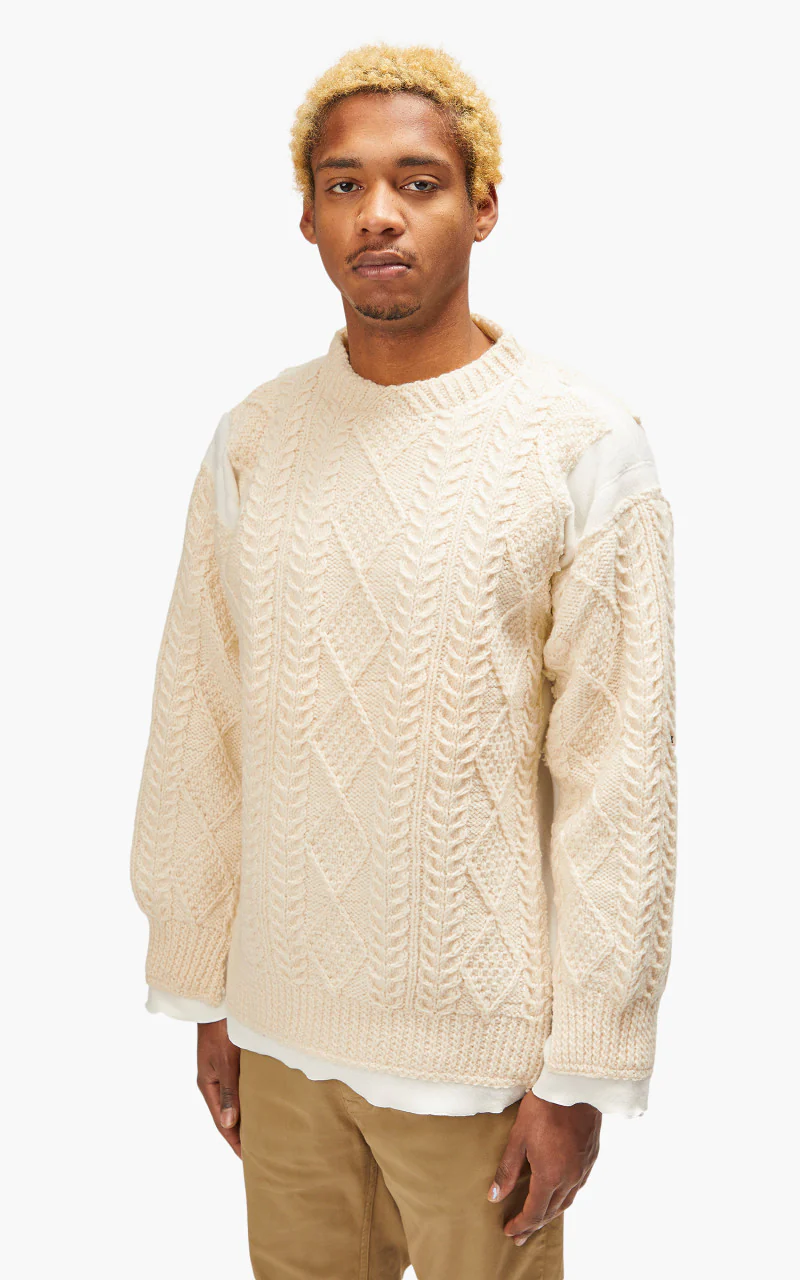 Needles Rebuild by Needles Fisherman Sweater Covered Off White Small - Image 6