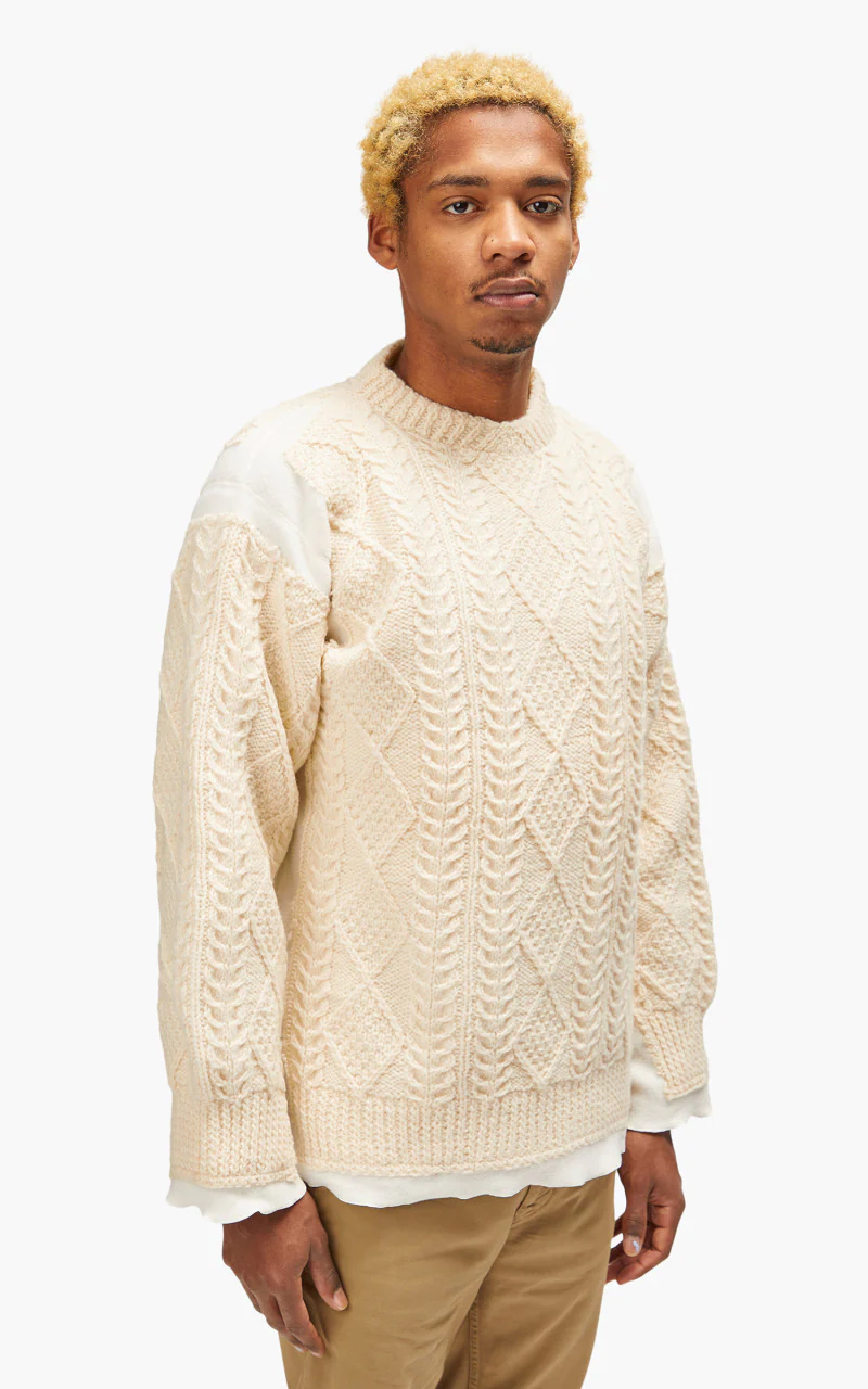Needles Rebuild by Needles Fisherman Sweater Covered Off White Small - Image 7