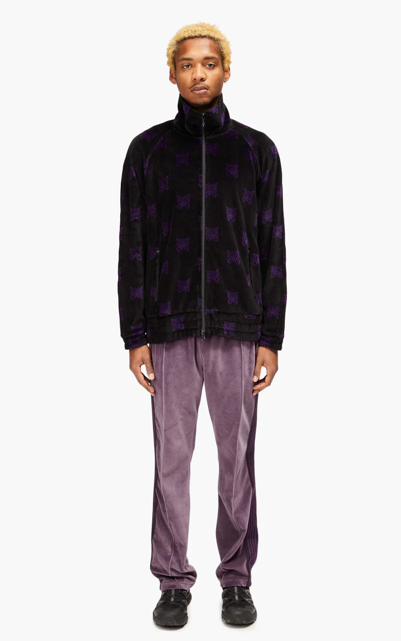 Needles Track Jacket C/Pe Papillon Velour Black/Purple - Image 2